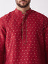 Vastramay Men's Maroon Zari Weaved Kurta Dhoti Set